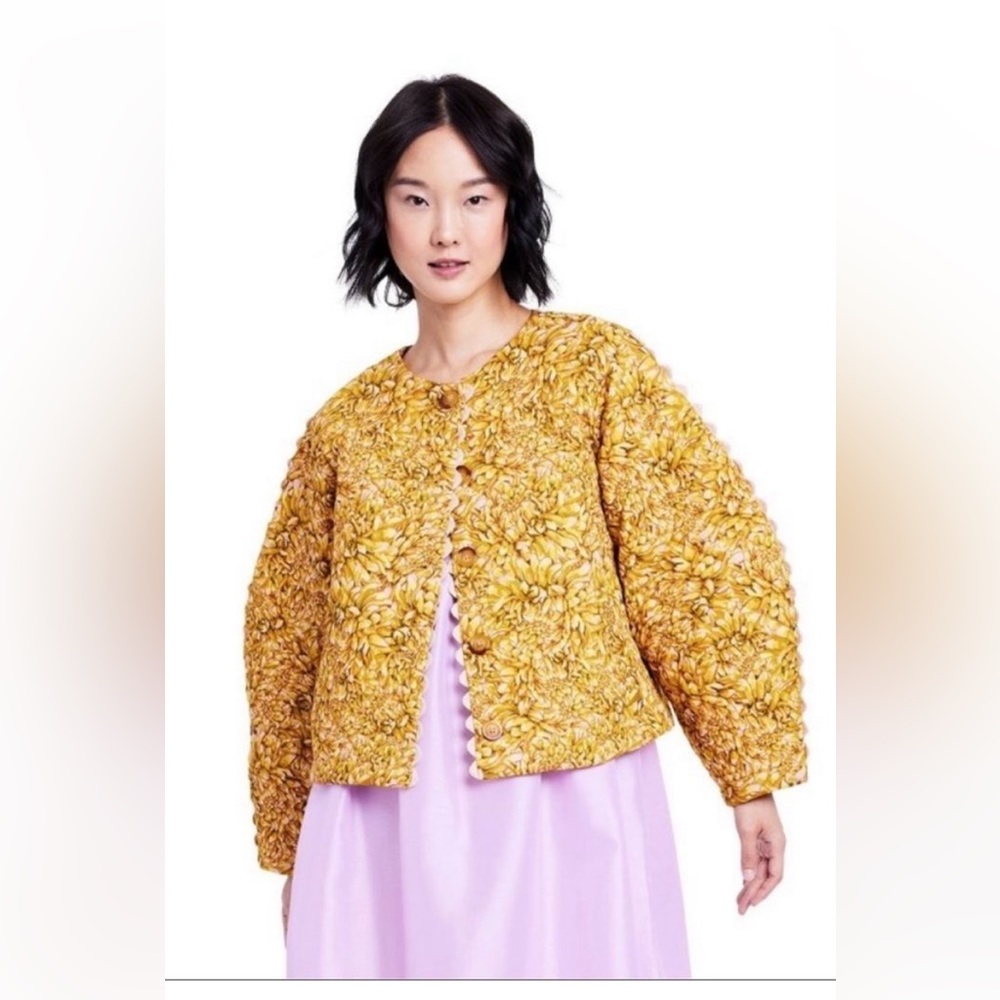 NEW Women's Mum Floral Quilted Jacket Kika Vargas Gold